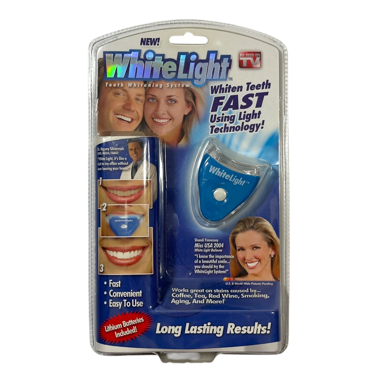 WhiteLight retail package with blue device and Shandi Finnessey pictured on the packaging